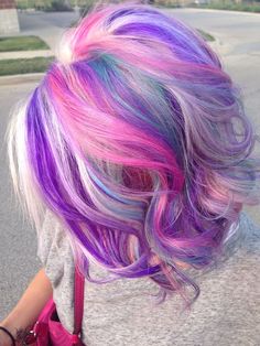 20 Trending Shades of Unicorn Hair | How To Look Stunning and Magical Unicorn Hair Color, Mermaid Hair Color, Cotton Candy Hair, Candy Hair, Multi Colored Hair, Multicolored Hair, Hair Color Purple, Bright Hair, Hair Images