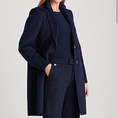 Beautiful Lauren Ralph Lauren Navy Blue Coat. Size Xs Single Breasted Two From Pockets Notch Collar Brand New Make An Offer! It’s An Amazing Coat For Fall/ Winter! Absolute Classic! Peacoat Women, Navy Blue Coat, Black Wool Blazer, Long Black Coat, Longline Coat, Suede Coat, Ralph Lauren Women, Dress Coat, Collared Coat