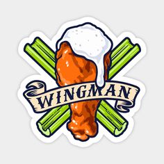 a sticker with the words wingman on it