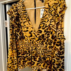 New Blouse Brown Tiger Print Tops For Spring, Brown Tiger Print Top For Spring, Chic Fall Tiger Print Tops, Spring Brown Tiger Print Tops, Leopard Print V-neck Tops For Night Out, Trendy Leopard Print V-neck Blouse, Affordable Leopard Print V-neck Top, Animal Print Blouse, Print Blouse