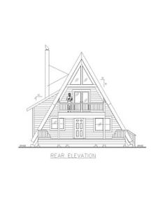 a - frame house plan, rear elevation