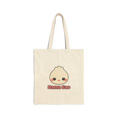 This Mama Bao 100% cotton bag comes in one size - 15" x 16"- perfect for everyday wear. The bag features 20" handles  making it easy to carry even with a week's worth of shopping. .: 100% cotton canvas .: Heavy fabric (12 oz/yd² (406.9 g/m .: Sewn-in label Cute Daily Use Tote Diaper Bag, Cute Tote Diaper Bag For Daily Use, Cute Tote Diaper Bag, Kawaii Cotton Canvas Bag Rectangular, Cute Cotton Shoulder Bag With Letter Print, Kawaii Cotton Canvas Rectangular Bag, Kawaii Rectangular Cotton Canvas Bag, Cute Rectangular Cotton Shoulder Bag, Cute Cotton Bag With Large Capacity