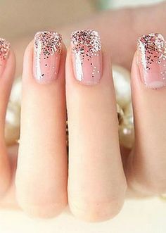 Natural Sparkle Inspiration - Nail Beauty Trends French Nails Glitter, 2019 Nails, Easy Nails, Nails Wedding, Nails French, Prom Nails, Orange Nails, Simple Nail Designs