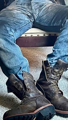 Country Grunge Outfits Men, Southern Gothic Men, Big Man Aesthetic, Boots Aesthetic Men, Men In Cowboy Boots, Mountain Man Aesthetic, Country Boy Style, Mechanic Man, Boots Aesthetic