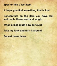 Missing Item Spell, Find Lost Things Spell, Spell For Liars, How To Find Something You Lost Spell