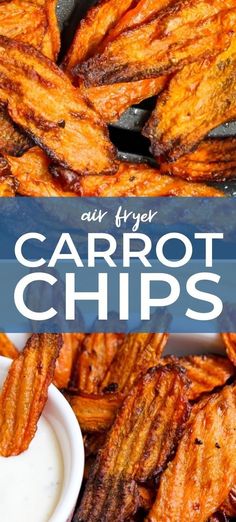 air fryer carrot chips with ranch dip on the side