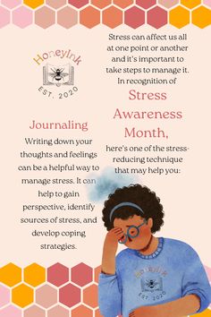 Stress can affect us all at one point or another and it's important to take steps to manage it. In recognition of Stress Awareness Month, here's one of the stress-reducing technique that may help you: JOURNALING your thoughts and feelings can be a helpful way to manage stress. It can help to gain perspective, identify sources of stress, and develop coping strategies. Coping Strategies, Thoughts And Feelings, Writing, Feelings, Books