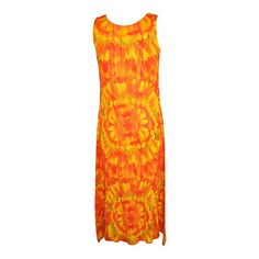 Issey Miyake Signature Floral Sleeveless Maxi Dress | From a collection of rare vintage evening dresses and gowns at https://www.1stdibs.com/fashion/clothing/evening-dresses/ Dresses Orange, Maxi Dress Sleeveless, Orange Maxi Dress, Orange Orange, Dress Orange, Pleated Maxi Dress, Floral Print Maxi Dress, Sleeveless Floral Dress, Floral Dresses