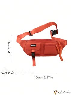 BirdinBag - Fashionable Neon-Orange Fanny Pack with Large Letter Patch Decoration Casual Orange Bags With Pockets, Casual Orange Shoulder Bag With Pockets, Trendy Orange Shoulder Bag With Pockets, Large Capacity Orange Pouch Shoulder Bag, Orange Shoulder Bag With Zipper Pocket For Daily Use, Casual Orange Mobile Phone Bag, Casual Orange Shoulder Bag With Mobile Phone Holder, Casual Orange Shoulder Bag With Phone Holder, Casual Orange Shoulder Bag With Phone Pocket