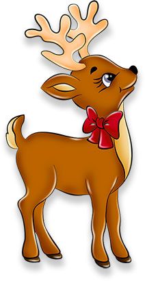 a reindeer with a red bow on it's antlers is standing in front of a white background