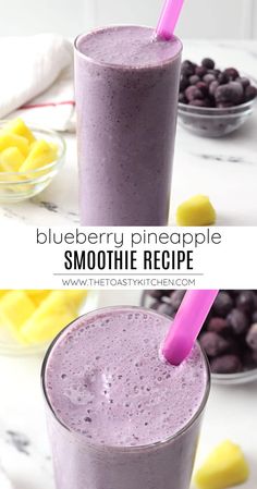 Blueberry Pineapple Smoothie, Pineapple Smoothie Recipes, Blueberry Smoothie Recipe, Pineapple Smoothie, Blueberries Smoothie, Easy Smoothie Recipes