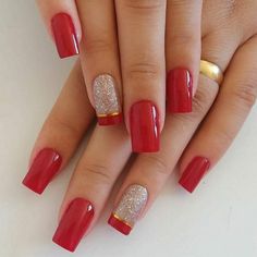 Shellac Nails Fall, Shellac Nail Designs, Red And Gold Nails, Shellac Nail Art, Nagellack Trends, Nude Nail Designs, Christmas Nails Acrylic, Nail Art Wedding, Pretty Nail Art