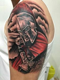 Samurai Shoulder Armor, 300 Tattoo, Spartan Helmet Tattoo, Spartan 300, Shoulder Armor Tattoo, Body Armor Tattoo, Patriotic Tattoos