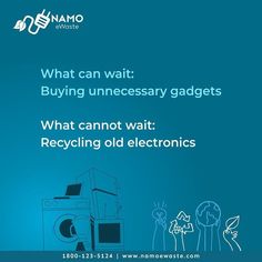 a blue poster with the words, what can wait buying unneessory gadgets?