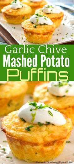 garlic chive mashed potato puffins with sour cream on top