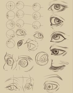 an image of different types of eyes and how to draw them with pencil on paper