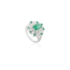 This stunning 18k white gold cocktail ring features a brilliant princess-cut emerald, complemented by sparkling diamonds. The exquisite craftsmanship highlights the vibrant green of the emerald, creating a timeless elegance perfect for any special occasion. A statement piece that embodies luxury and sophistication, this ring is a must-have for jewelry enthusiasts. Emerald enhances intellectual capacity of the person.  Designed with octagon and round cut emerald set with diamonds that makes it a perfect fit to wear it on your wedding or style it with any of your basic outfit to give it a glam. This is a perfect Emerald Wedding Cocktail Ring. This is a perfect May Birthstone Jewelry also perfect Grandma Gift, Valentine Gift, Gift For Mom, Wedding Gift, Engagement Gift, Mother Daughter Gift, Luxury Emerald Ring With Baguette Diamonds For Wedding, Luxury Wedding Emerald Ring With Baguette Diamonds, Wedding Emerald Ring With Baguette Diamonds, Green Emerald Ring With Baguette Diamonds For Wedding, Formal Green Diamond Ring With Baguette Diamonds, Luxury Princess Cut Emerald Jewelry, Luxury Green Emerald Ring With Baguette Diamonds, Luxury Green Rings With Baguette Diamonds, Luxury Green Princess Cut Ring