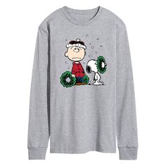 Everyone that loves Peanuts Charlie Brown at the holidays will love this Charlie Brown and Snoopy with wreaths long sleeve graphic tee. Everyone that loves Peanuts Charlie Brown at the holidays will love this Charlie Brown and Snoopy with wreaths long sleeve graphic tee. Crewneck Long sleevesFABRIC & CARE Cotton, polyester Machine wash Imported Color: Med Grey. Gender: male. Age Group: adult. Favorite Childhood Books, 90s Design, Long Sleeve Graphic Tee, Charlie Brown Peanuts, Run Disney, Charlie Brown And Snoopy, Dr Seuss, Pattern Graphic, Fitted Sweater