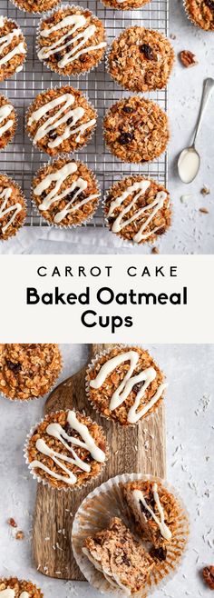 carrot cake baked oatmeal cups on a cooling rack