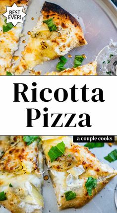 the cover of ricotta pizza is shown in black and white