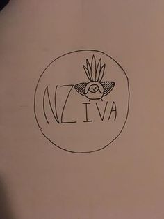 a drawing of a bird with the word eva in it's center and an eye on its forehead