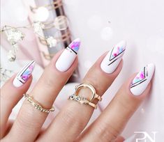 Nails Designer, Almond Shape Nails, Her Nails, White Nail, Pink Nail, Gel Nail Designs, Glitter Nail Art