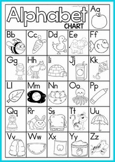 an alphabet chart with letters and numbers