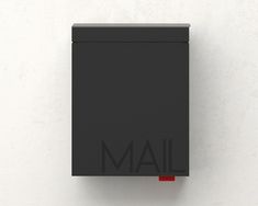 a black box with the word mail on it