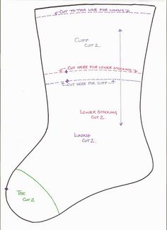 a drawing of a christmas stocking with measurements