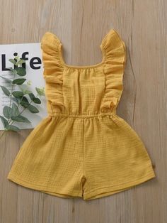 Kids Fashion Wear, Unique Baby Clothes, African Dresses For Kids, Kids Dress Wear, Rompers For Kids, Toddler Romper, Yellow Fashion, Toddler Girl Outfits