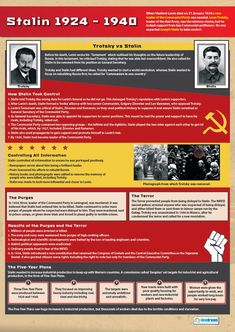 the history of stalin's campaign info sheet is shown in red, yellow and black