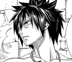 an anime character with black hair and piercings on his head, looking to the side