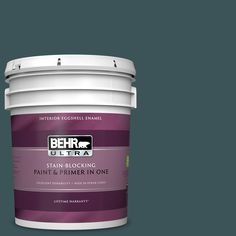 BEHR ULTRA 5 gal. #PPU12-01 Abysse Eggshell Enamel Interior Paint and Primer in One Flat Exterior, Behr Ultra, Behr Premium Plus, Behr Marquee, Brick Masonry, Behr Paint, Flat Interior, Paint Types, Paint Can