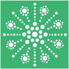 a snowflake made out of circles on a green background