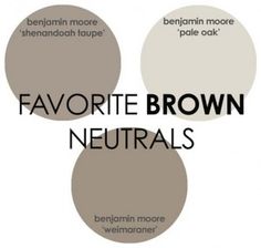 the words favorite brown neutrals are arranged in circles