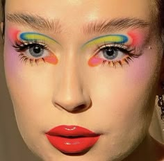 Fantasy Makeup Colorful, Funky Makeup Looks, Funky Makeup, Pride Makeup, Rave Makeup, Dope Makeup, Edgy Makeup, Creative Eye Makeup