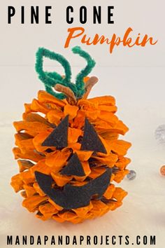 this pine cone pumpkin craft is so cute and easy to make