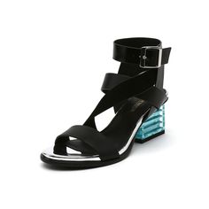 Black Trendy Sandals With Block Heel, Modern Ankle Strap Block Heels With Reinforced Heel, Modern Black Block Heels For Summer, Modern Block Heels With Wrapped Heel For Summer, Modern Ankle Strap Sandals With Reinforced Heel, Modern Block Heels With Stacked Heel, Modern High Heel Sandals With Sculpted Heel, Modern Block Heels With Stacked Open Heel, Modern Open Heel Block Heels For Party