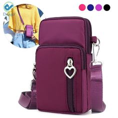 Specifications: Material: Nylon Color: Purple, Black, Dark blue, Rose Red Size: 3.5 * 2.4 * 6.7 inches (9*6*17cm) Applications: Suitable for many occasions such as sports, shopping, travel and everyday wear. Features : 1. Light weight and convenient for carry on, it's a universal mini cross-body bag for daily life. 2. Made of nylon fabric, durable and waterproof, won't wet your stuff. 3. The exquisite structure and craft make it looks unique and distinctive. 4. It can not only be apply for pract Picnic Tote, Cell Phone Bag, Cell Phone Purse, Small Handbag, Wallet Pouch, Phone Purse, Phone Pouch, Mobile Phone Bag, Mini Shoulder Bag