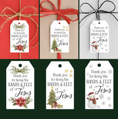 four christmas gift tags with holiday sayings on them