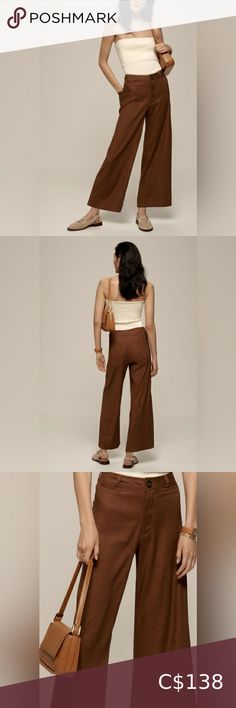 NWT Size 31 -The Ettie High-Rise Crop Wide-Leg Pants by Maeve: Linen Edition Cropped Wide Leg Pants, Anthropologie Pants, Summer Pants, Sunny Day, Polished Look, White Top, Bright Blue, White Tops, Perfect Summer