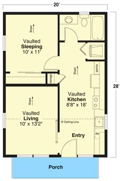 This  ADU house plan is a compact, modern residence perfect for minimalist living or a second house on your property and gives you 560 square feet of living space. It features a cozy porch, vaulted living area, and a modern kitchen with state-of-the-art appliances and open shelving. The vaulted bedroom fits a queen bed and maximizes space. The bathroom includes modern fixtures and clean lines. Clever storage solutions maintain a streamlined look. We can modify any house plan you see on our Vaulted Bedroom, Adu House, Mil Suite, Rv Garage Plans, Cozy Porch, Garage Plans Detached, Modern Fixtures, 5 Bedroom House Plans, Tiny House Village