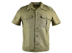 Genuine Hungarian army shirt Two button down chest pockets, button up front    Condition: New Shipping to the United States, Canada, Europe  *  Economy shipping  Shipping time: 7-21 working days or sometimes more                   *        Standard shipping with tracking information          Shipping time: 7-14 working days or sometimes more  Shipping to Australia, New Zealand, Philippines, Asia, South America             *       Economy shipping  Shipping time: 14-31 working days or sometimes up to 45 days or more               *       Standard shipping with tracking information Shipping time: 14-31 working days or sometimes up to 45 days   Orders are shipped within 1-3 business days of payment If you need to track your order, please chose "standard shipping method",  if you chose "econom Khaki Collared Shirt With Snap Buttons, Military Style Short Sleeve Cotton Shirt, Military Style Button-up Shirt With Pockets, Military Style Cotton Shirt With Short Sleeves, Military Style Cotton Short Sleeve Shirt, Khaki Collared Camp Shirt With Pockets, Short Sleeve Khaki Shirt With Buttons, Khaki Short Sleeve Button-up Shirt, Khaki Collared Shirt