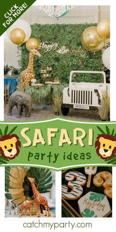 safari party with balloons and decorations