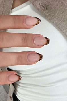 Simple Nails Acrylic Neutral, French Tip Nails Leopard, How To Leopard Nails, Going Into Fall Nails, French Tip With Cheetah Print, French Nails With Leopard Print, Leapord French Tip Nails Acrylic, Gel X Designs Almond, Simple Classy Fall Nails