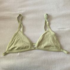 Cute, Never Worn! Very Soft Material. No Cups. Trendy Stretch Summer Bra, Trendy Fitted Summer Bra, Green Bra For Beach, Green Stretch Bra For Spring, Green Seamless Bra For Beach, Beach Green Seamless Bra, Spring Green Stretch Bra, Stretch Summer Bra, Seamless Green Bra For Beach