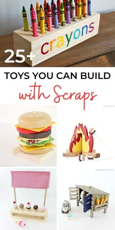 toys you can build with scraps and crayons for kids to play with