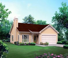 Plan 95899 | Order Code: 00WEB | FamilyHomePlans.com | 800-482-0464 Big Fireplace, Country Cottage House Plans, Cottage Floor Plans, House Plans 3 Bedroom, Ranch Style House Plans, House Plans And More, Cottage Plan, Ranch Style Homes