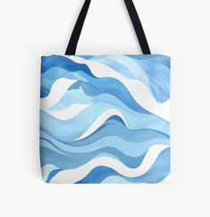 Get my art printed on awesome products. Support me at Redbubble #RBandME: https://www.redbubble.com/i/tote-bag/blue-waves-by-Tiawich/163092671.A9G4R?asc=u Minimalist Watercolor Painting, Minimalist Watercolor, Natural Styles, Blue Waves, Medium Bags, Cotton Totes, Tote Bag Design, Blue Bags, Cotton Tote Bags