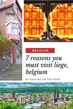 a collage of different pictures with the words belgium and some buildings in the background